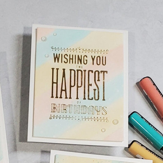 Birthday Card - Pastel Watercolor Foiled Typography