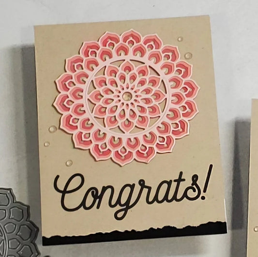 Congratulations Card - Layered Dahlia Mandalas
