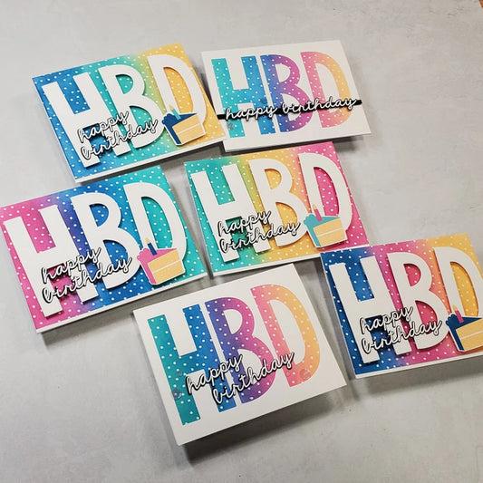 Birthday Card - HBD Rainbow Blended