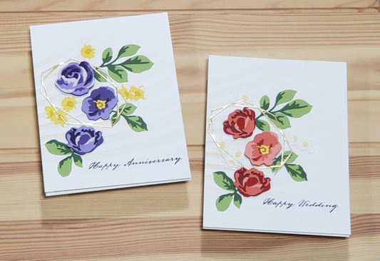 Wedding and Anniversary Card - Modern Diecut Florals