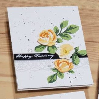 Wedding and Anniversary Card - Floral Diecuts with Lace Border