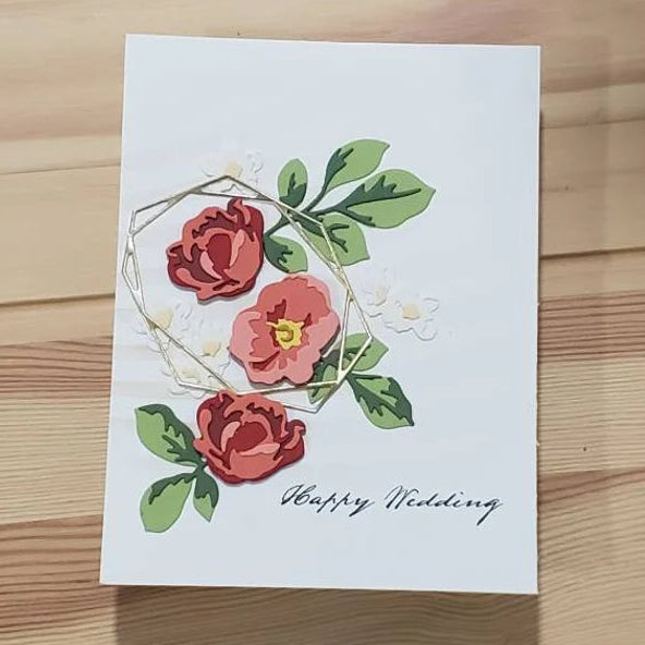 Wedding and Anniversary Card - Modern Diecut Florals