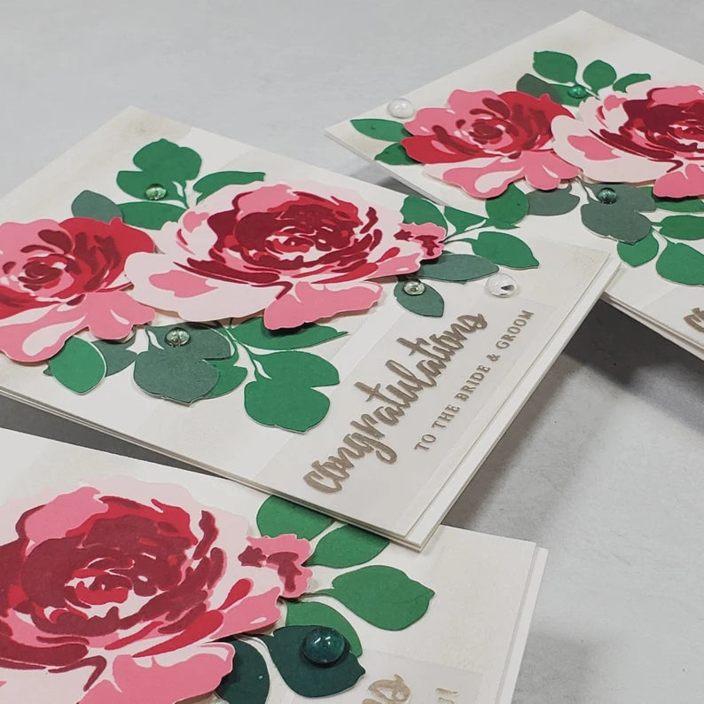Congratulations Card - Watercolored Roses