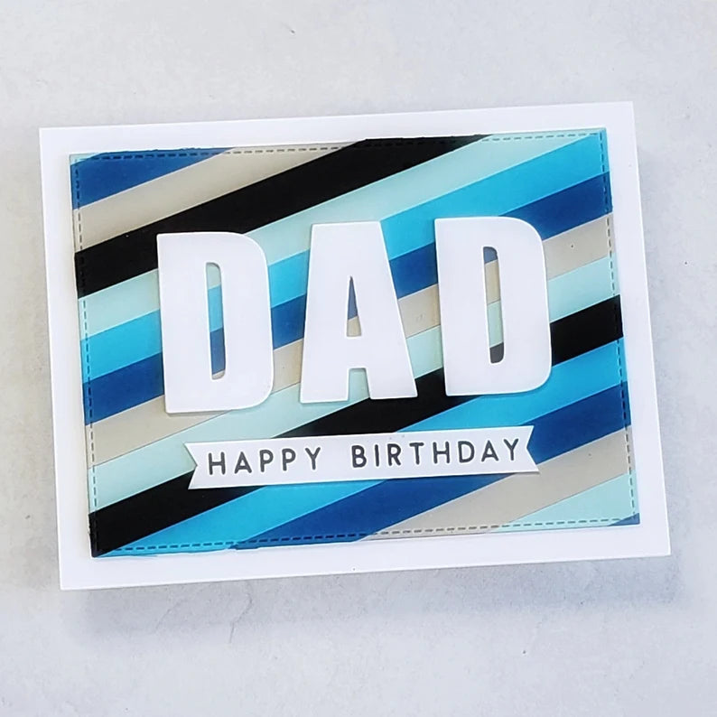Father's Day / Birthday Card - Striped Backgrounds w Bold Sentiment