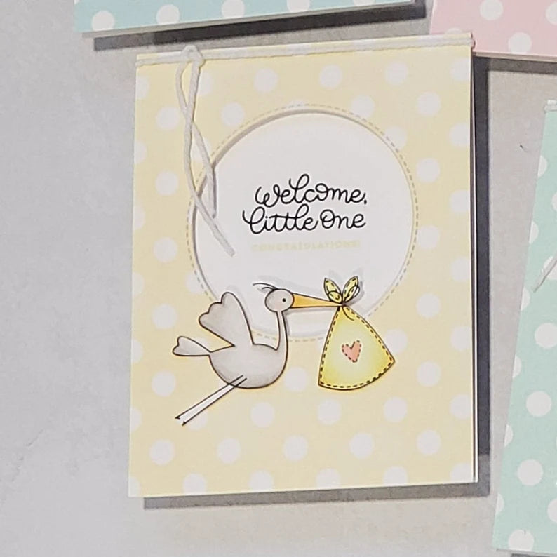 Baby Card - Pastel Polka Dots
