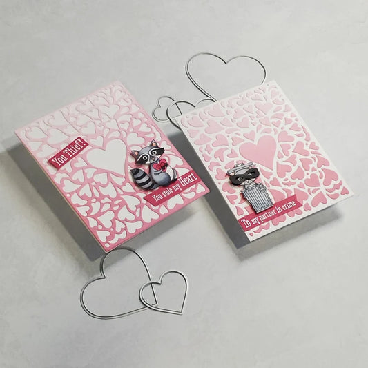 Valentine's Card - Funny Racoon w Diecut Heart Background