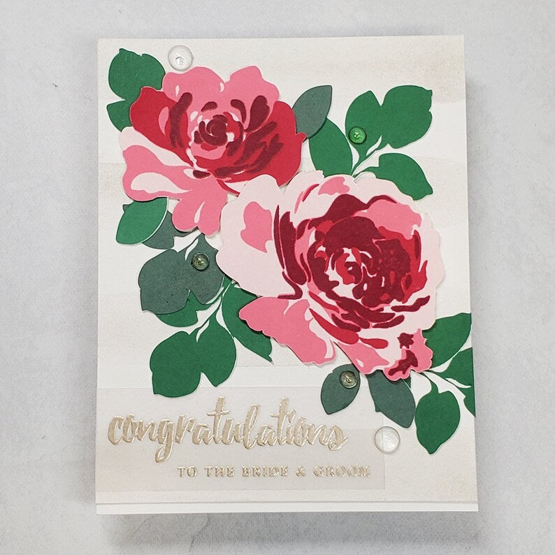 Congratulations Card - Watercolored Roses
