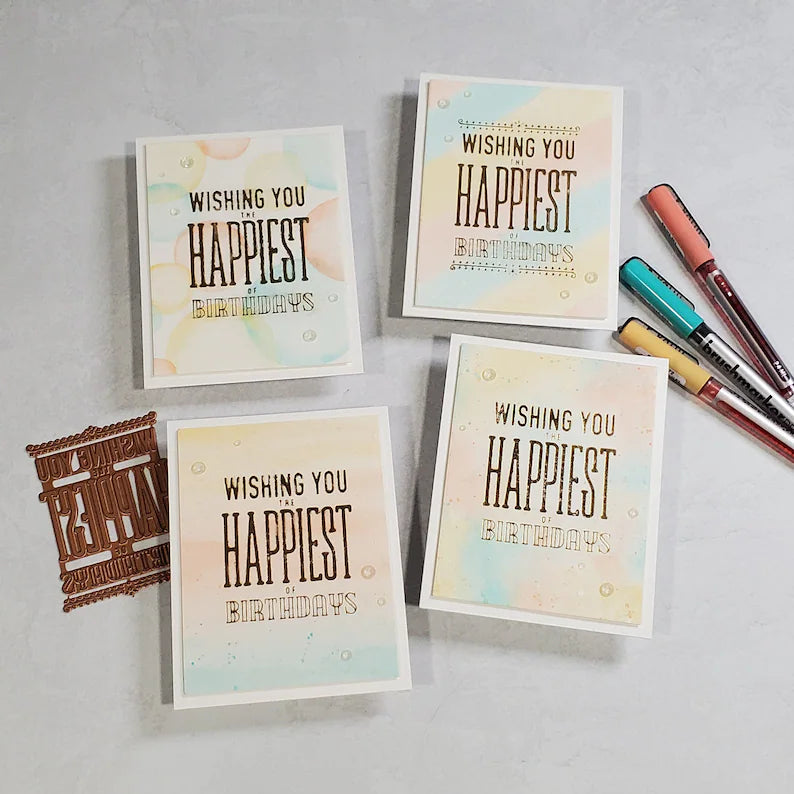 Birthday Card - Pastel Watercolor Foiled Typography