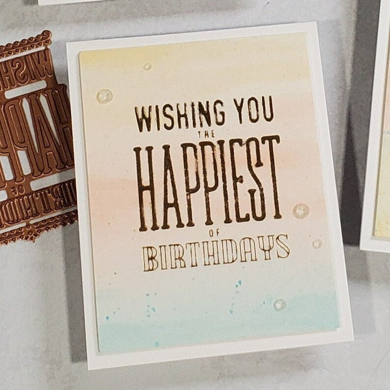 Birthday Card - Pastel Watercolor Foiled Typography