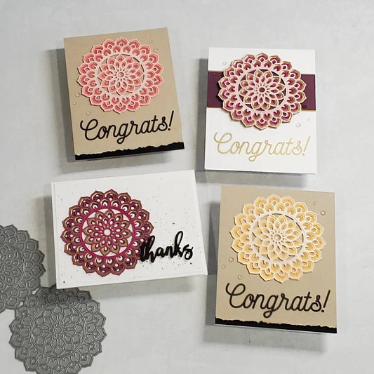 Congratulations Card - Layered Dahlia Mandalas