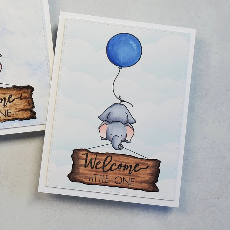 Baby Card - Elephant w Balloon