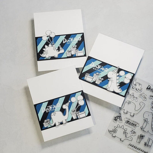 Birthday Cards - Striped Dinomite Birthday