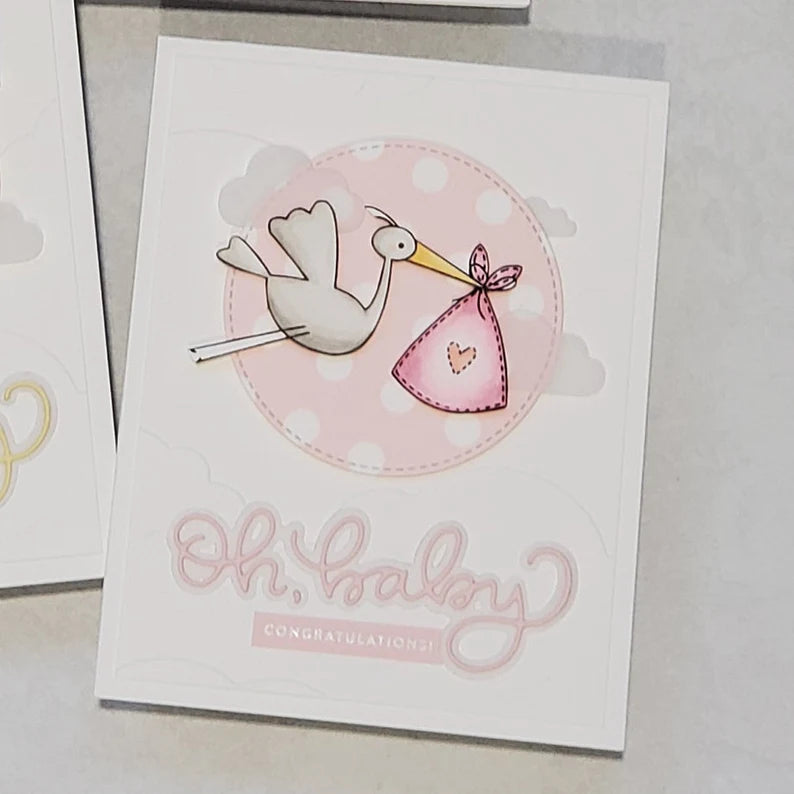 Baby Card - Pastel Storks