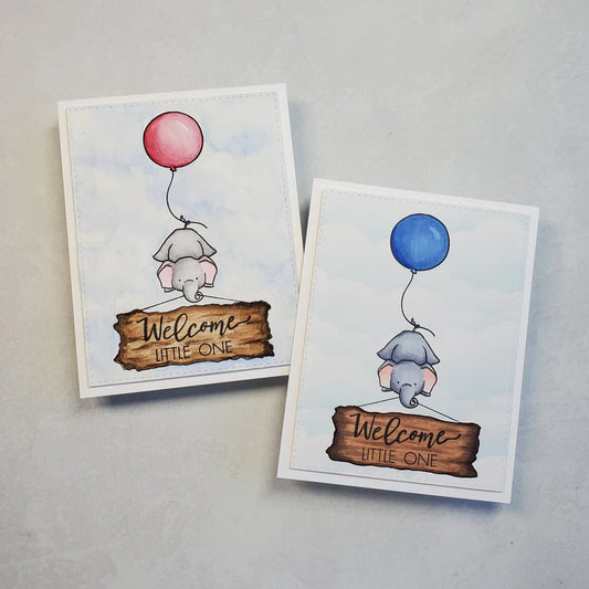 Baby Card - Elephant w Balloon