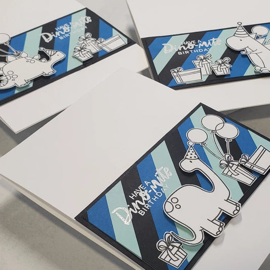 Birthday Cards - Striped Dinomite Birthday