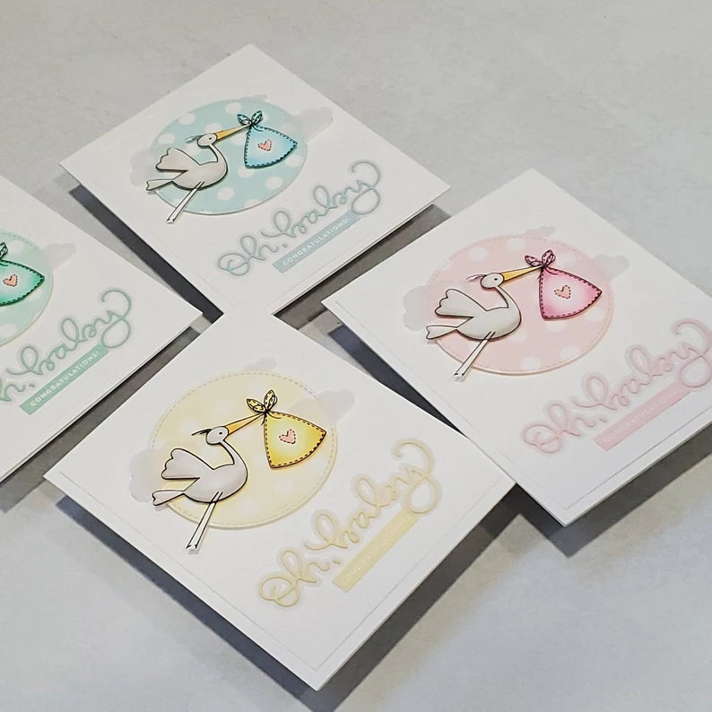 Baby Card - Pastel Storks