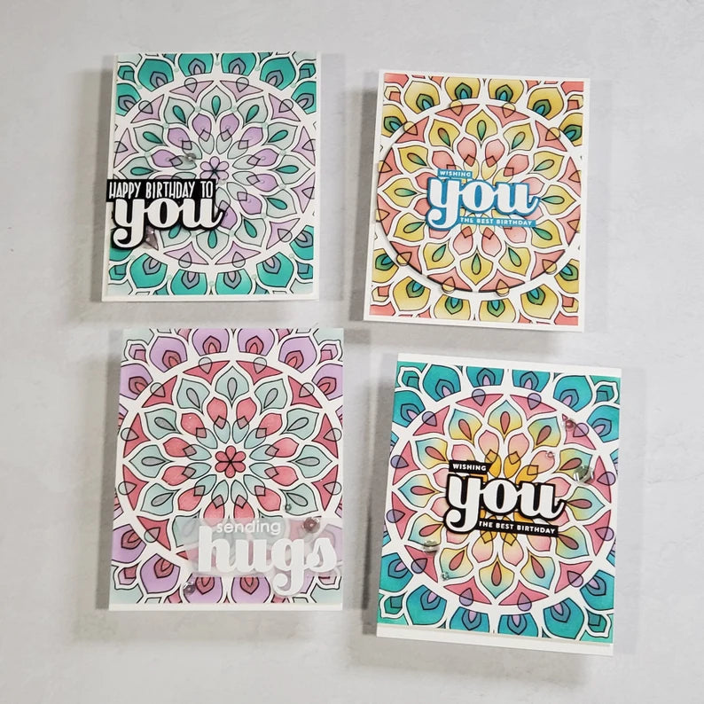 Birthday Card - Rainbow Blended Mandalas