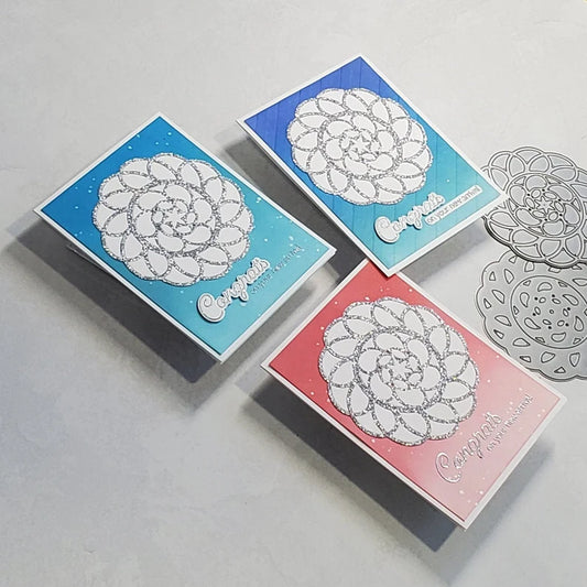 Baby Card - Bright Ombre Background w Glitter Mandala