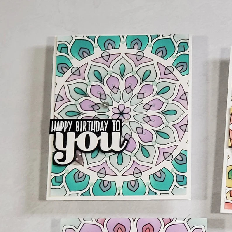 Birthday Card - Rainbow Blended Mandalas