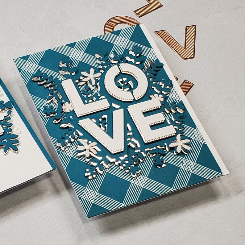 Wedding & Anniversary Card - Teal & White Floral Love