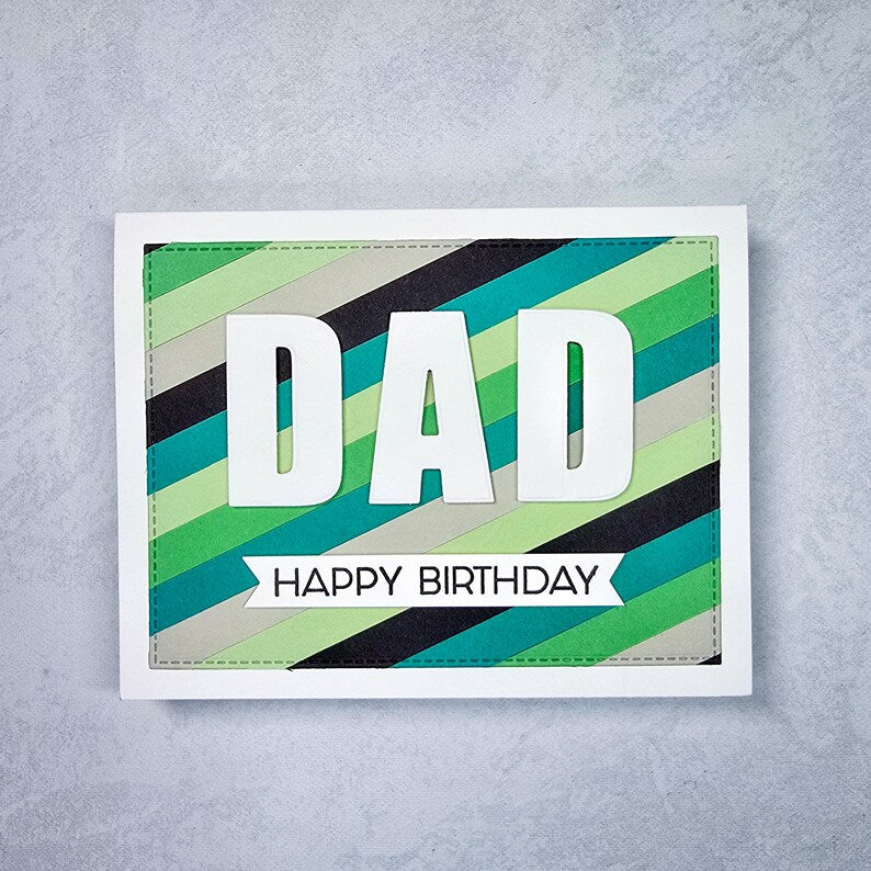 Father's Day / Birthday Card - Striped Backgrounds w Bold Sentiment